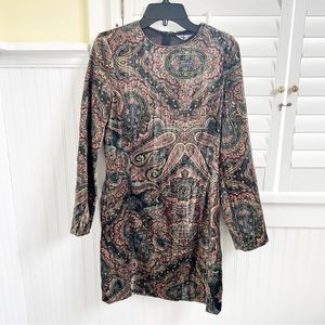 Zara NWT Multicolor Velvet Paisley Mini Dress Women’s Size XS